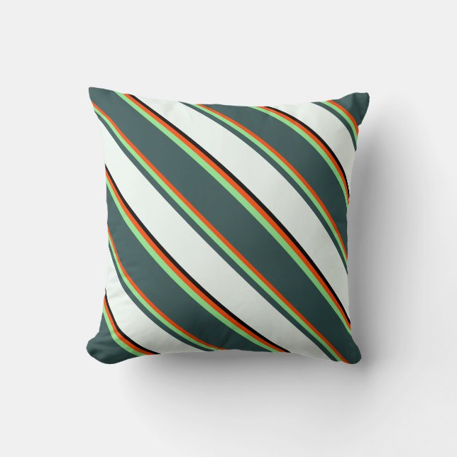 Red, Light Green, Gray, Mint Cream & Black Pillow (Front)