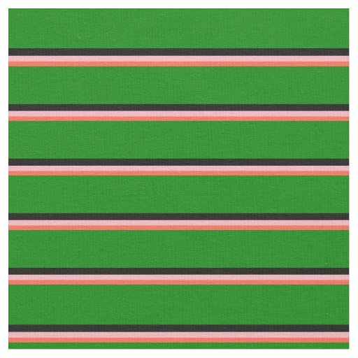 Red, Light Pink, Black, and Green Lines Pattern Fabric