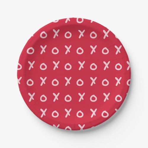 Red  Light Pink X O XO XOs Trendy Cute Paper Plates