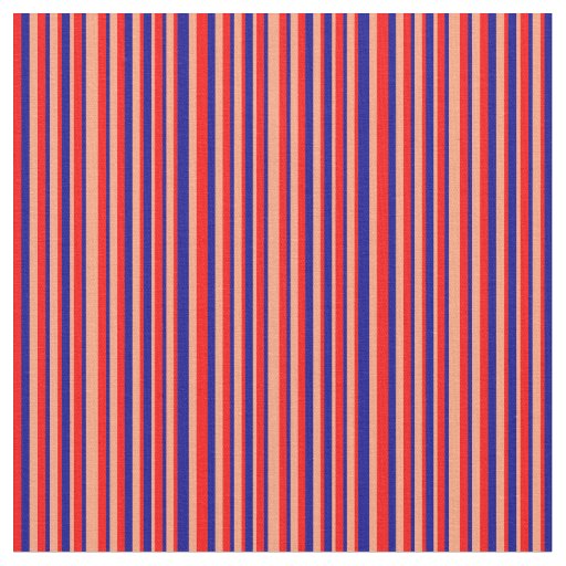 Red, Light Salmon, and Dark Blue Stripes Fabric