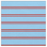 [ Thumbnail: Red & Light Sky Blue Lined/Striped Pattern Fabric ]