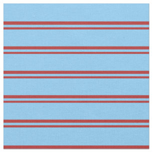 Red & Light Sky Blue Lined/Striped Pattern Fabric