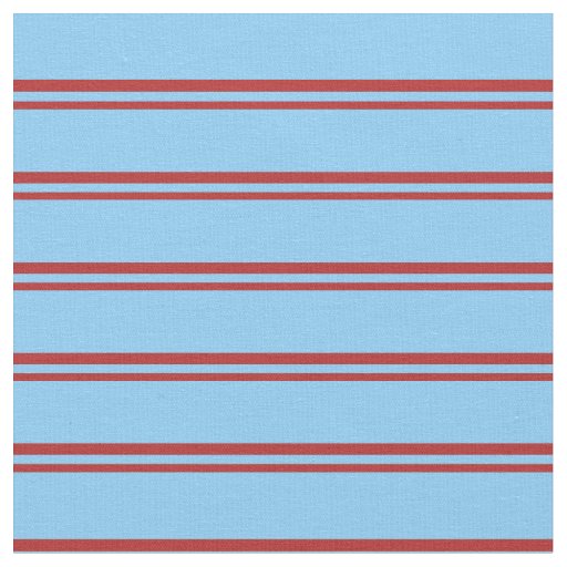 Red & Light Sky Blue Lined/Striped Pattern Fabric