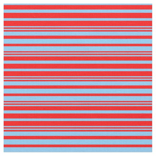 Red & Light Sky Blue Lines Fabric