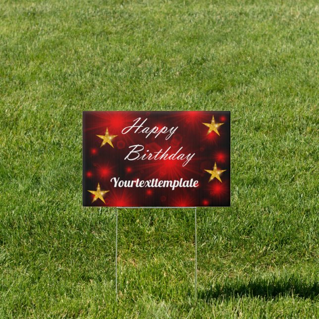 red light stars happy birthday sign (Insitu)