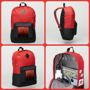 Red Light Techno with Initials Backpack