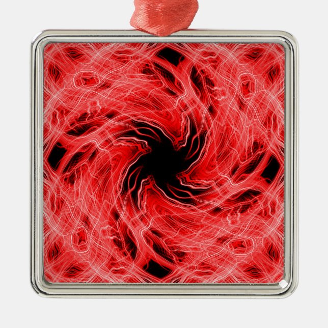 Red light trails pattern metal ornament (Front)