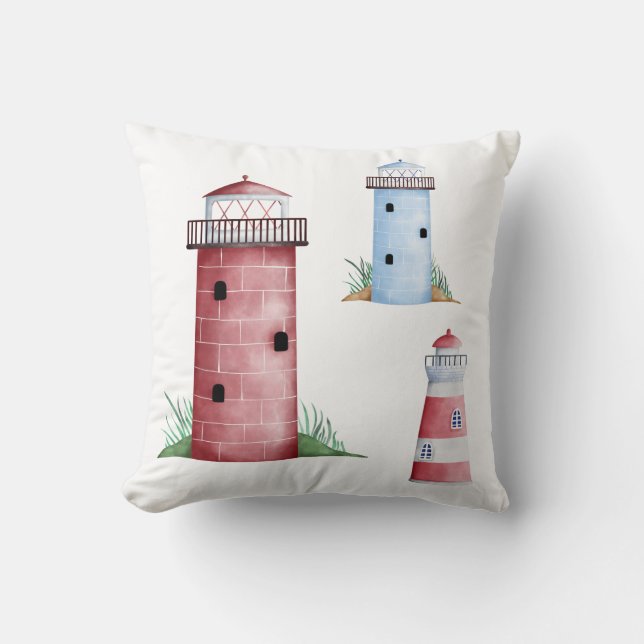 Red Lighthouse Pillow (Front)