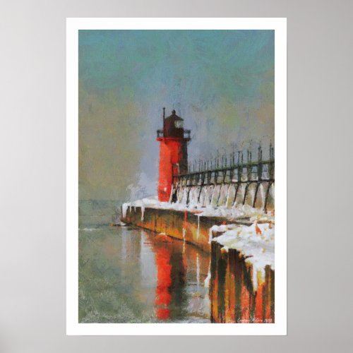 Red Lighthouse Poster Print