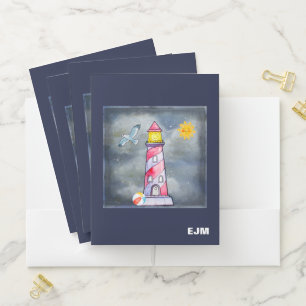 Red Lighthouse with a Stormy Background Custom Pocket Folder