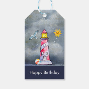 Red Lighthouse with a Stormy Background Gift Tags