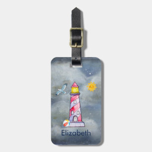 Red Lighthouse with a Stormy Background Luggage Tag