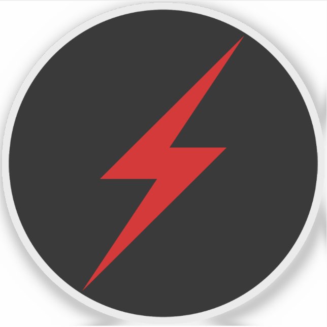 Red Lightning Bolt Of Anarchy (on black) Sticker (Front)