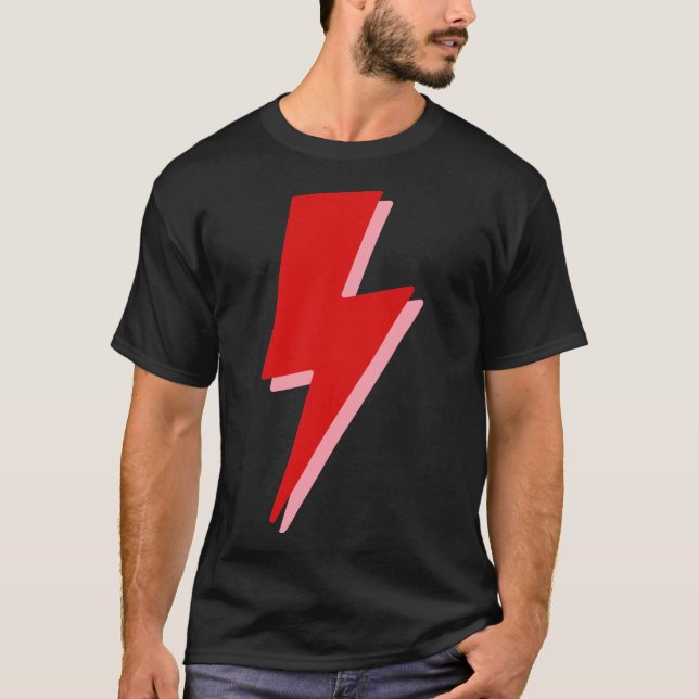 Red Lightning Bolt Sticker T-Shirt (Front)