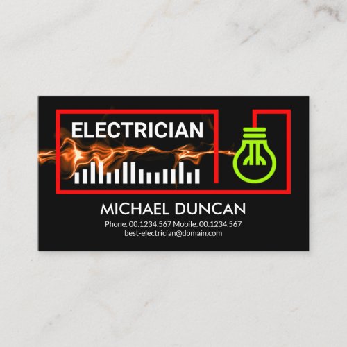 Red Lightning Current Wire Frame Electrical Business Card