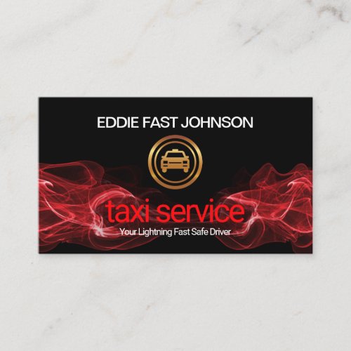 Red Lightning Fast Gold Taxi Logo Cab Driver Business Card