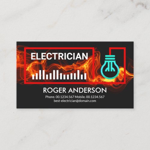 Red Lightning Wire Frame Electrical Contractor Business Card