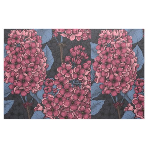 Red lilac on dark blue fabric