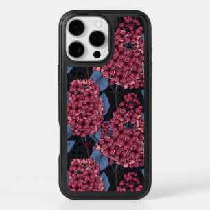 Red lilac on dark blue iPhone 16 pro max case