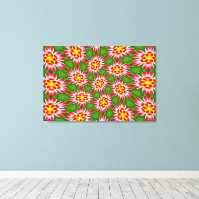 Red Lilies Pattern Canvas Print (Insitu(Wood Floor))