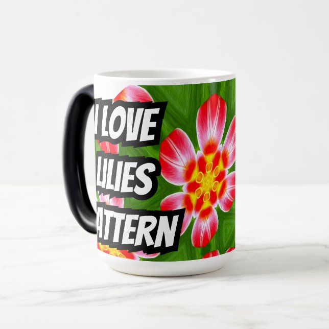 Red Lilies Pattern Color Morph Mug (Front Left)