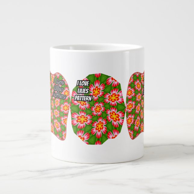 Red Lilies Pattern Giant Coffee Mug (Front)