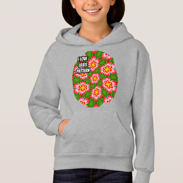 Red Lilies Pattern Hoodie (Front)
