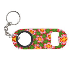 Red Lilies Pattern Keychain Bottle Opener