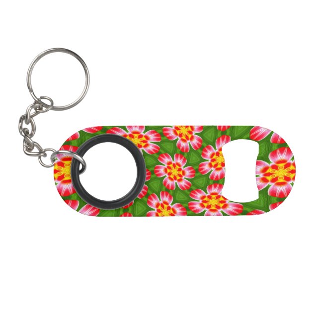 Red Lilies Pattern Keychain Bottle Opener (Front (Horizontal))