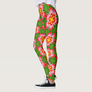 Red Lilies Pattern Leggings