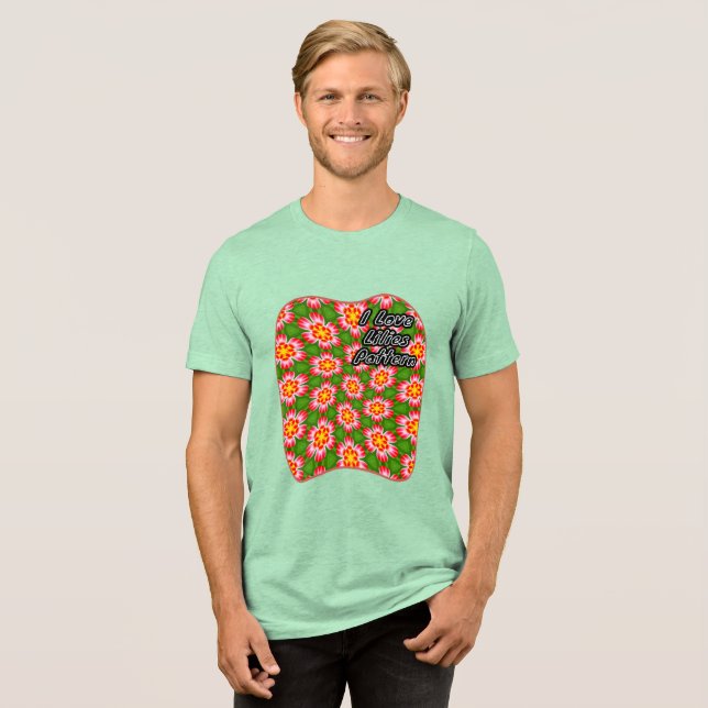 Red Lilies Pattern Tri-Blend Shirt (Front Full)