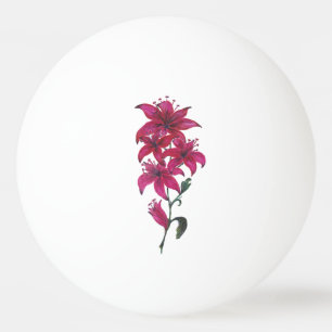 Red Lilies Watercolor Ping Pong Ball