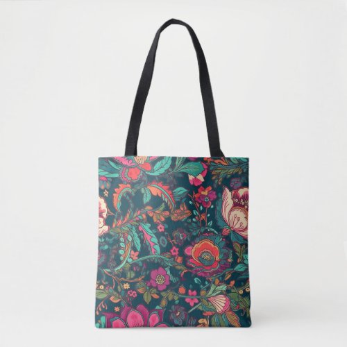 Red lilly seamless pattern tote bag