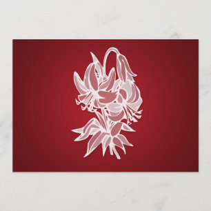 Red Lily Bouquet Elegant Bridal Shower Invitation