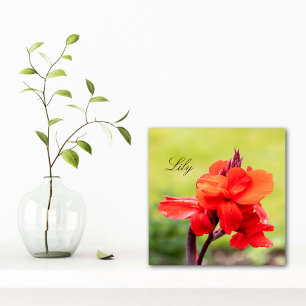 Red Lily Custom Name Ceramic Tile