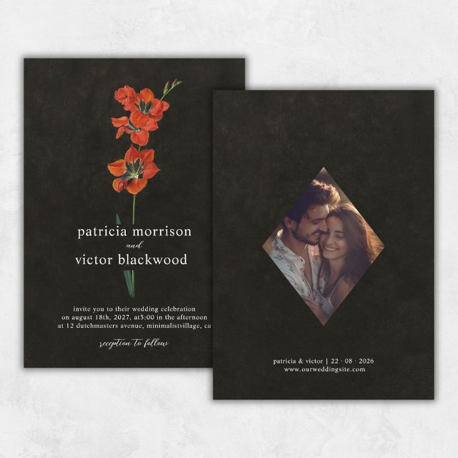 Red Lily Dutch Master Painting Wedding  Invitation (Creator Uploaded)