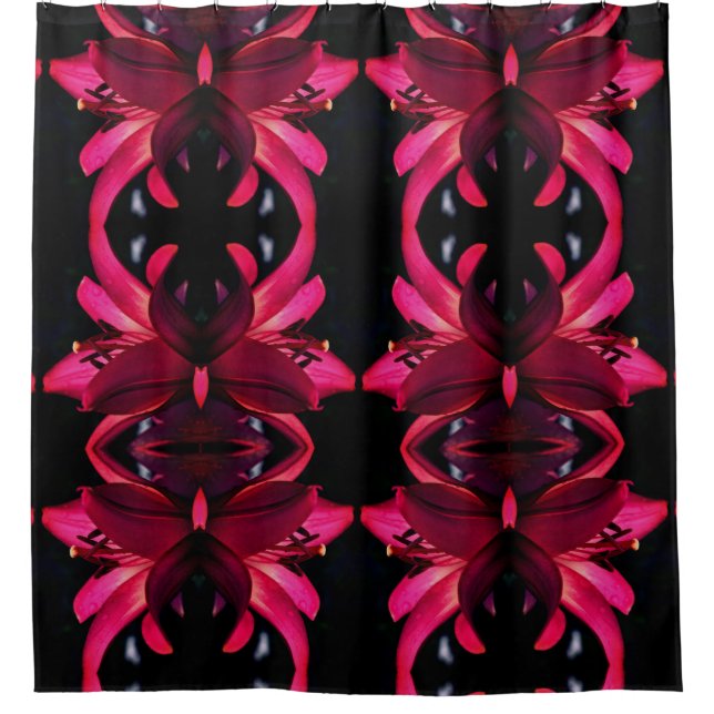Red Lily Floral Art Pattern      Shower Curtain (Front)