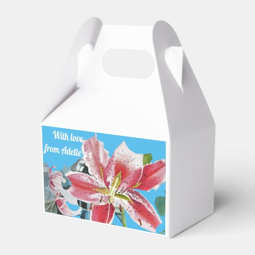 Red Lily Floral Tea Party Cake Favor Boxes