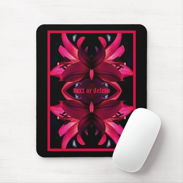 Red Lily Flower Abstract Personalized Mouse Pad (With Mouse)