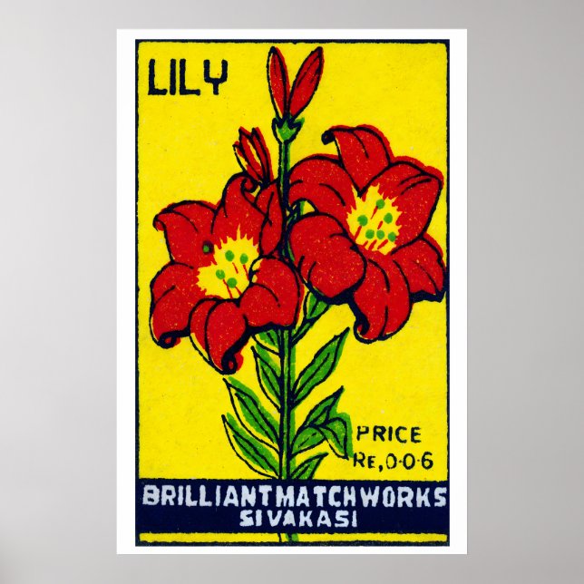 Red Lily Flower - Matchbox Print - Aesthetic Wall (Front)
