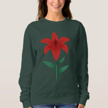 Red Lily Flower Modern Flat Botanical Design