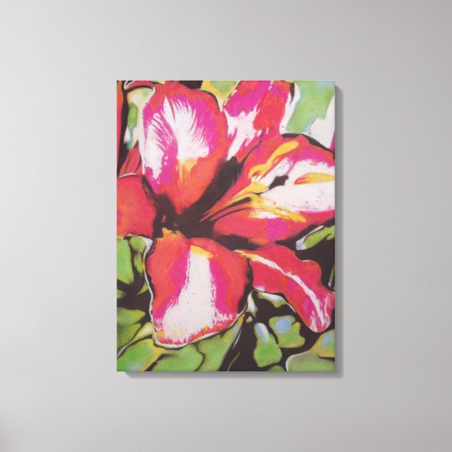 Red Lily flower original modern art painting Canvas Print (Front)