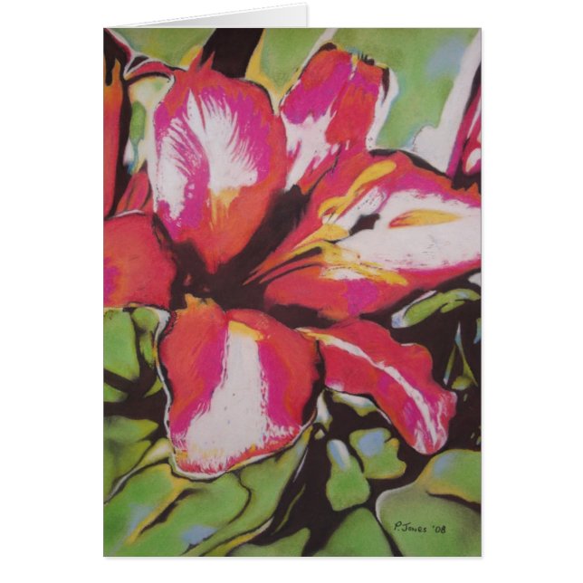 red Lily flowers abstract picture with verse Cards (Front)