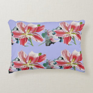 Red lily Lilac Mauve Lilies floral Decor Cushion