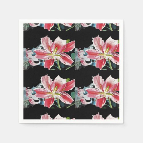 Red Lily Shabby Chic floral Serviette Napkins