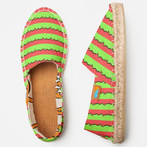 Red Lime Jagged Canvas Slip On Shoes Espadrilles