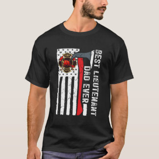 Red Line American Flag Dad Fire Lieutenant Firefig T-Shirt
