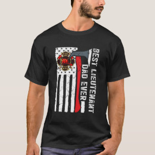 Red Line American Flag Dad Fire Lieutenant Firefig T-Shirt