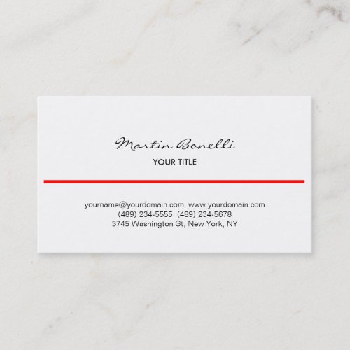 Red Line Black White Handwriting Business Card