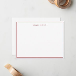 Red Line Border Couple Wedding Engagement Custom Note Card